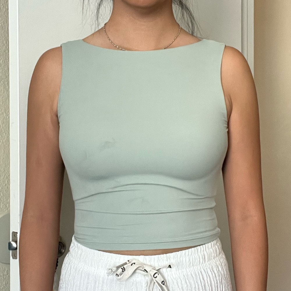 Elegant Light Green Sleeveless Tank Top